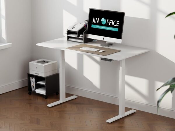 Generic Electric Standing Desk in a contemporary office setting, showcasing its sleek design and adjustable height feature.