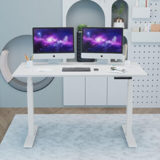 Generic Electric Standing Desk in a contemporary office setting, showcasing its sleek design and adjustable height feature.