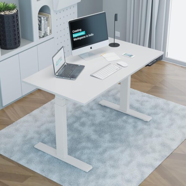 Generic Electric Standing Desk in a contemporary office setting, showcasing its sleek design and adjustable height feature.