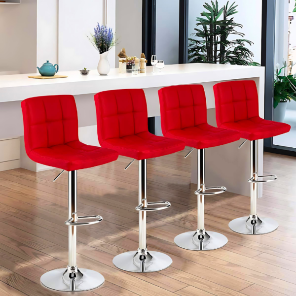 PU Leather Height Adjustable Barstool with a modern design, plush padding, and sturdy base, set in a stylish kitchen environment.