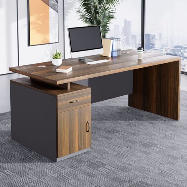 1400mm Executive Wooden Office Desk with spacious surface, rich finish, and built-in storage options for office organization.