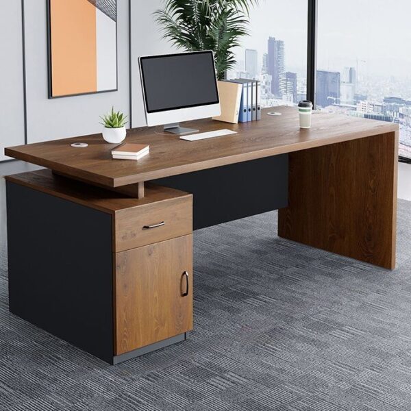 1400mm Executive Wooden Office Desk with spacious surface, rich finish, and built-in storage options for office organization.