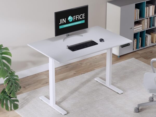 Generic Electric Standing Desk in a contemporary office setting, showcasing its sleek design and adjustable height feature.