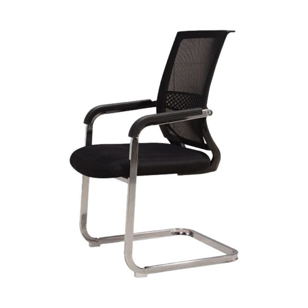 "Black Office High-Back Visitor Chair with cushioned seat and backrest, designed for comfort in a modern office environment."