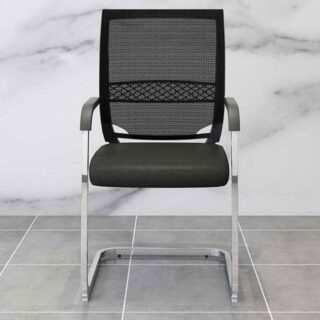 "Black Office High-Back Visitor Chair with cushioned seat and backrest, designed for comfort in a modern office environment."