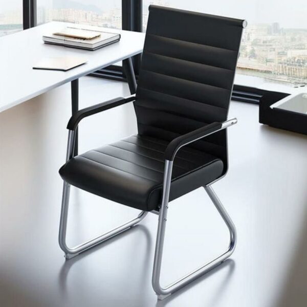 Executive Leather Waiting Office Chair with plush cushioning and elegant design in a modern office reception area.