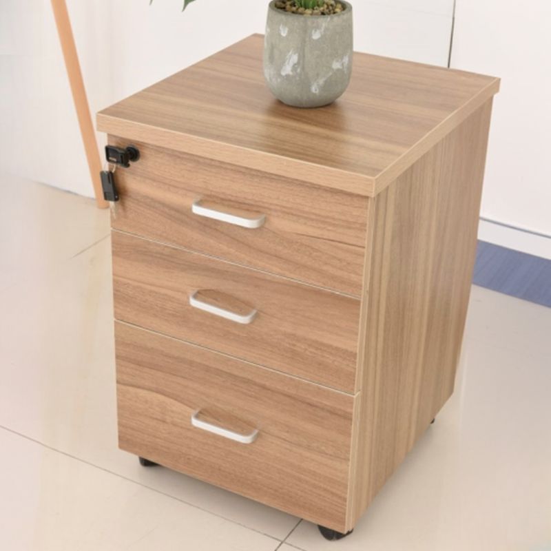 "Modern Wooden Credenza with Locking Drawer for secure storage.