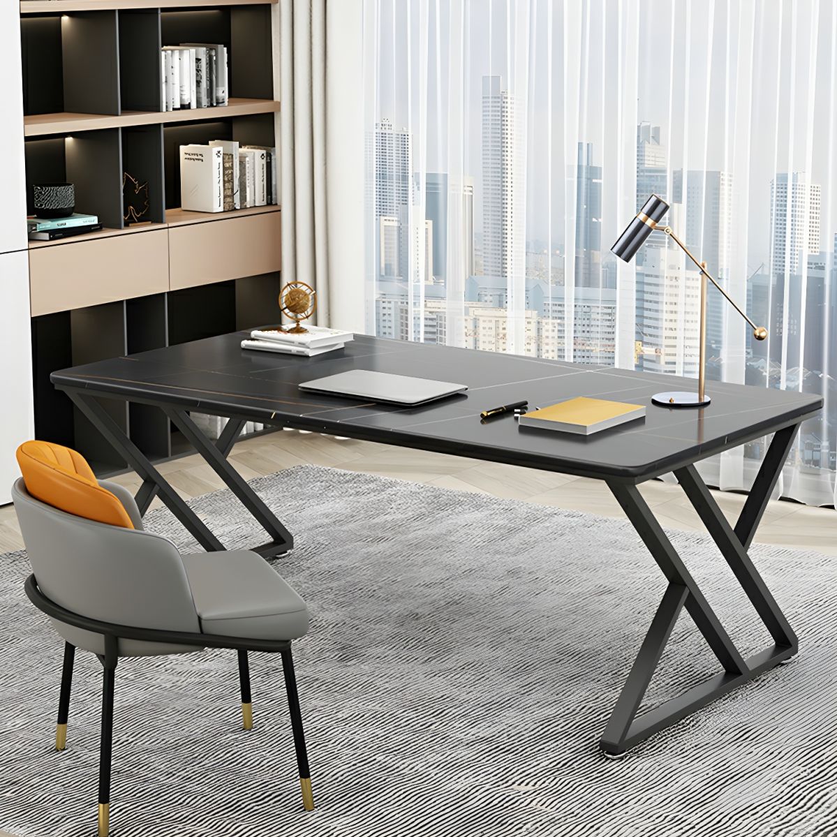 "1.6 Meter Modern Computer Table with spacious work surface, sleek design, and integrated cable management."