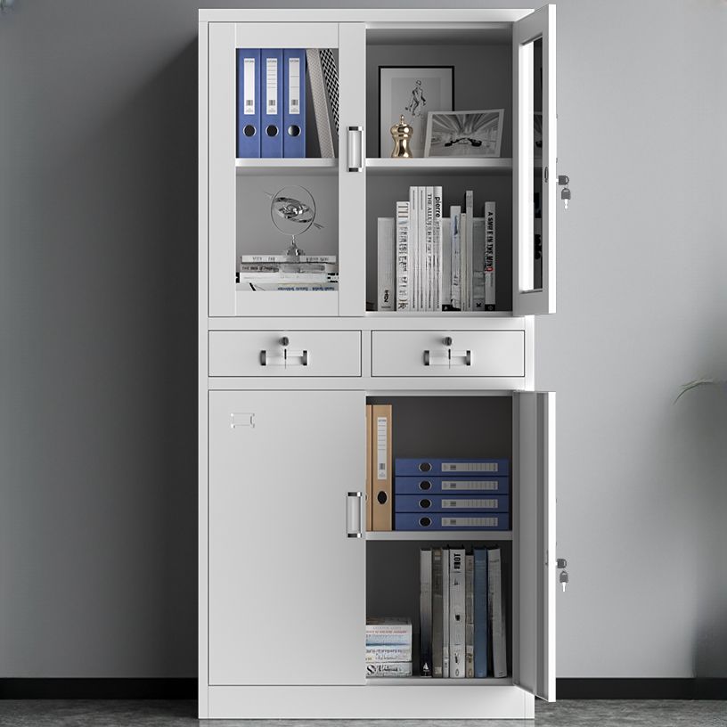 Minimalist steel storage cabinet with sleek design and adjustable shelves for modern home or office organization