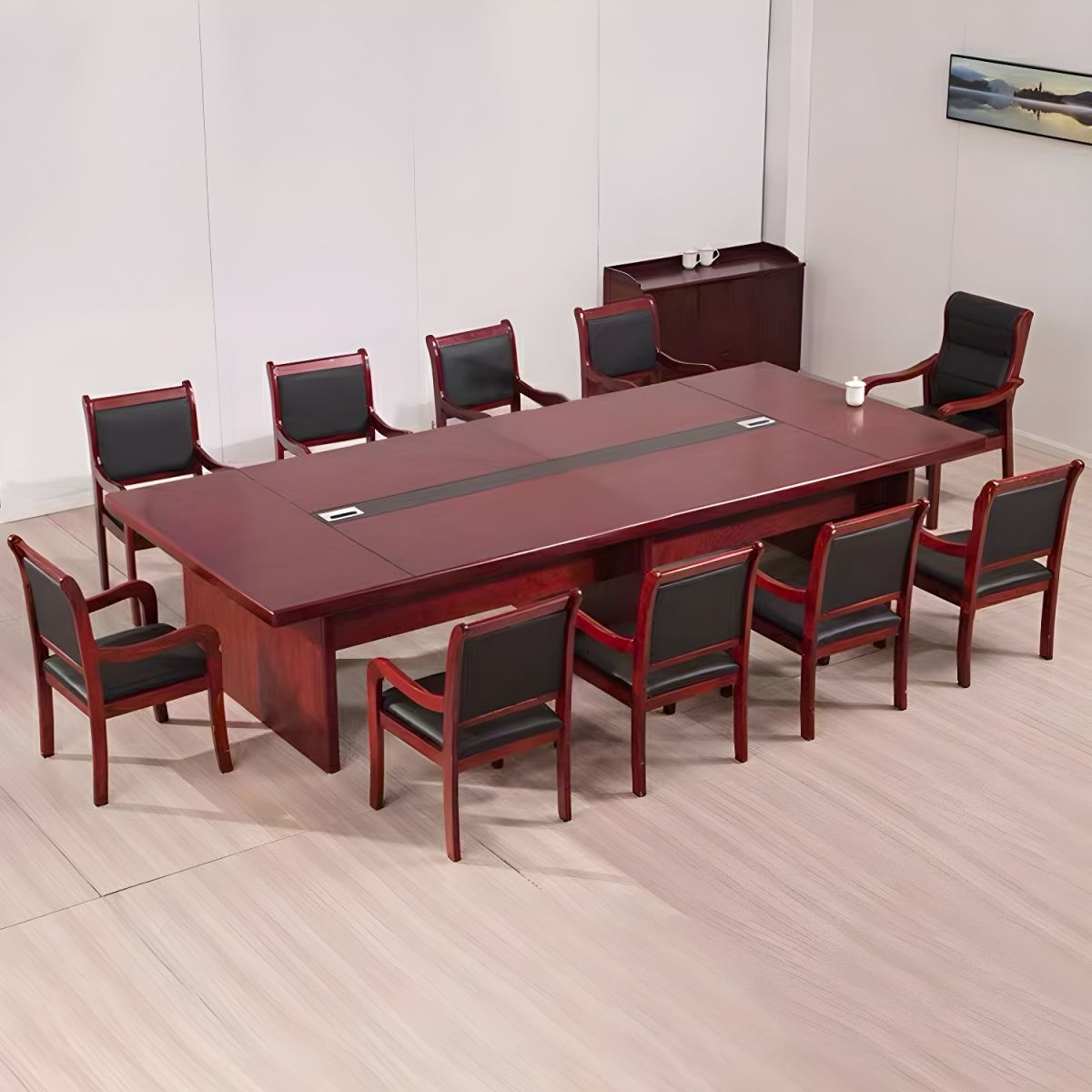 Spacious 2.4-meter office conference table with 10 seats, designed for meetings and collaboration."