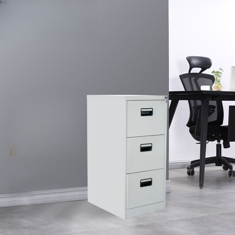 "3-Drawer Vertical Filing Cabinet with secure, space-saving design for organized document storage."