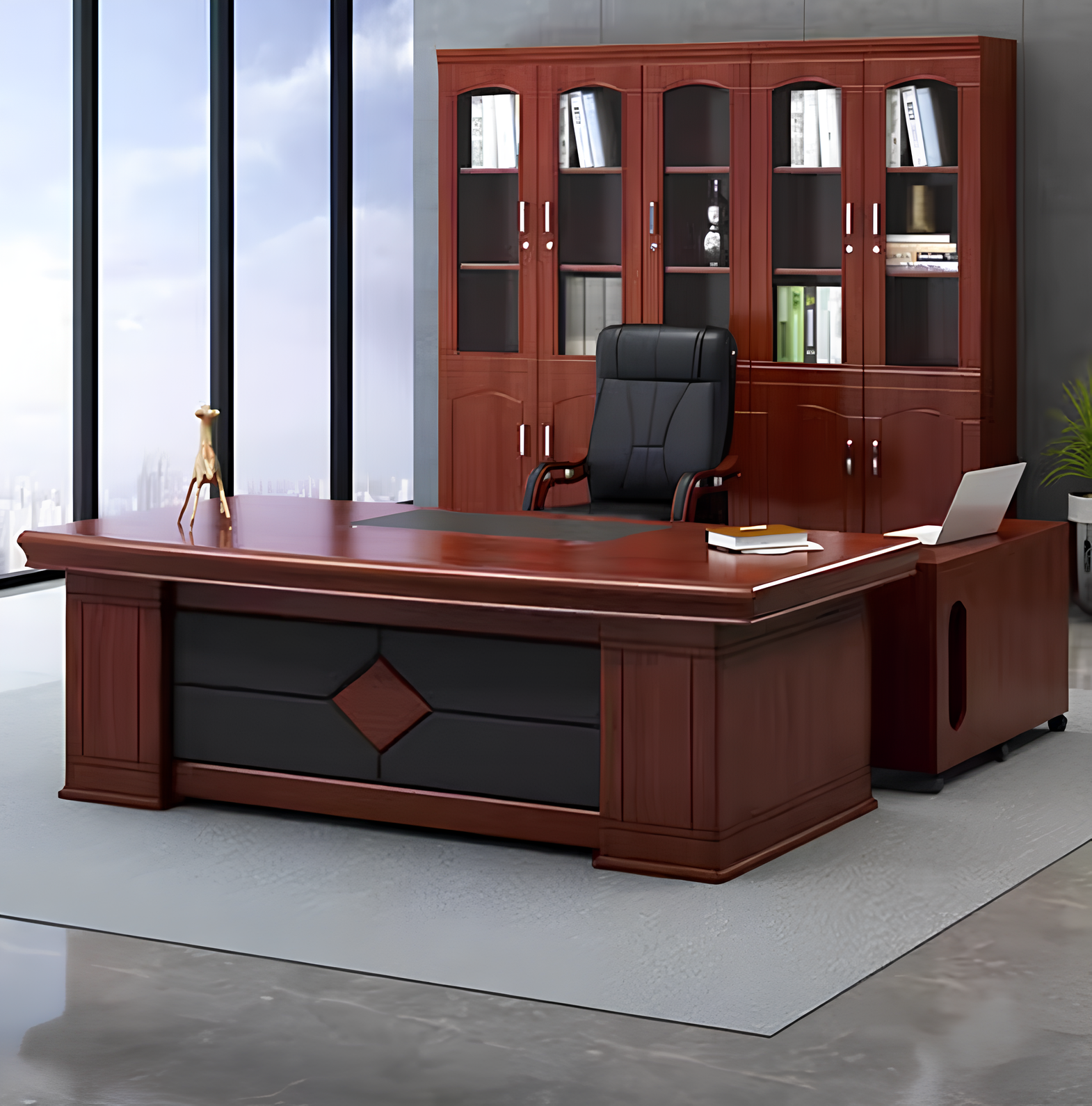 "2000mm Executive Office Desk with spacious surface, modern design, and built-in storage for a professional workspace."