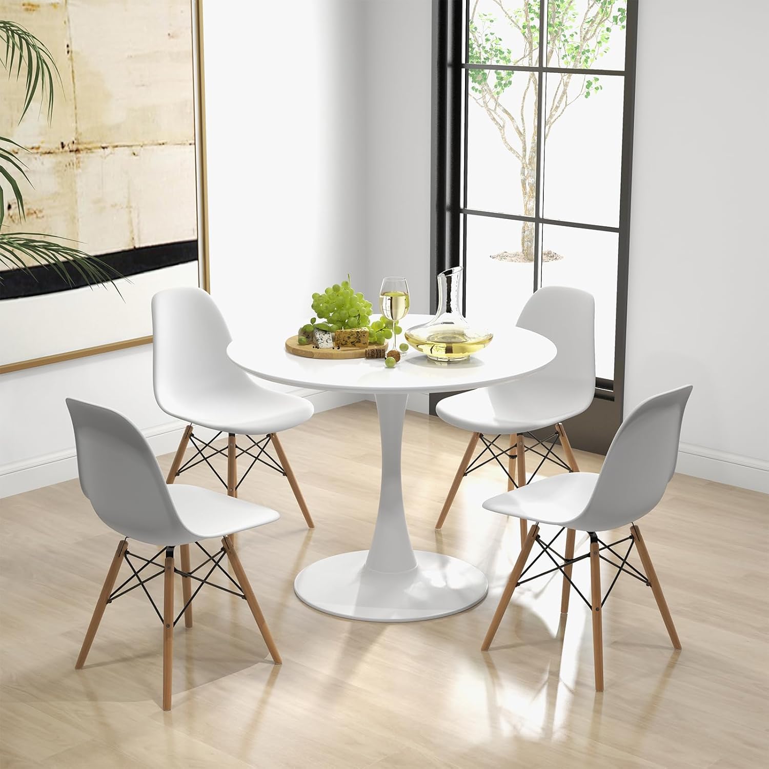 Dinette round table with dining chairs, perfect for small spaces and cozy dining rooms.