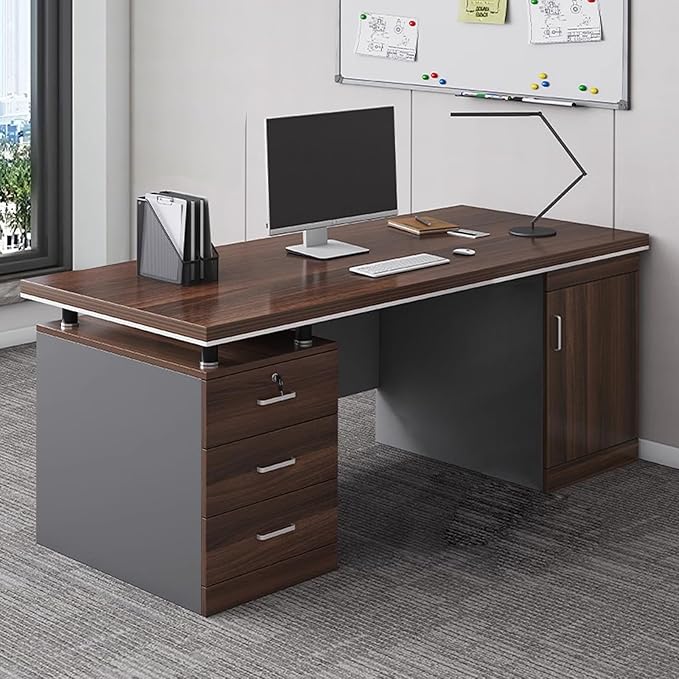 A sleek 1.4-meter executive office desk with a modern design, spacious workspace, built-in storage, and a scratch-resistant surface for professional use.