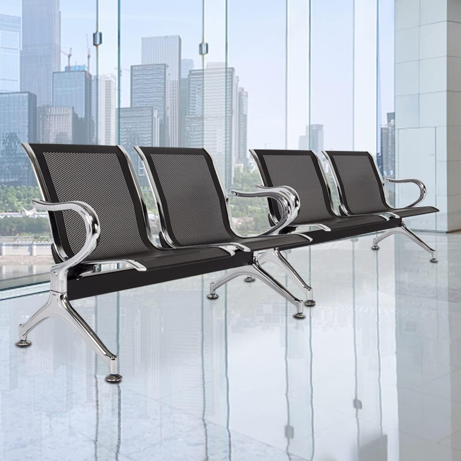 "2-Link Guest Waiting Reception Bench with linked seating units for modern office and healthcare waiting areas."