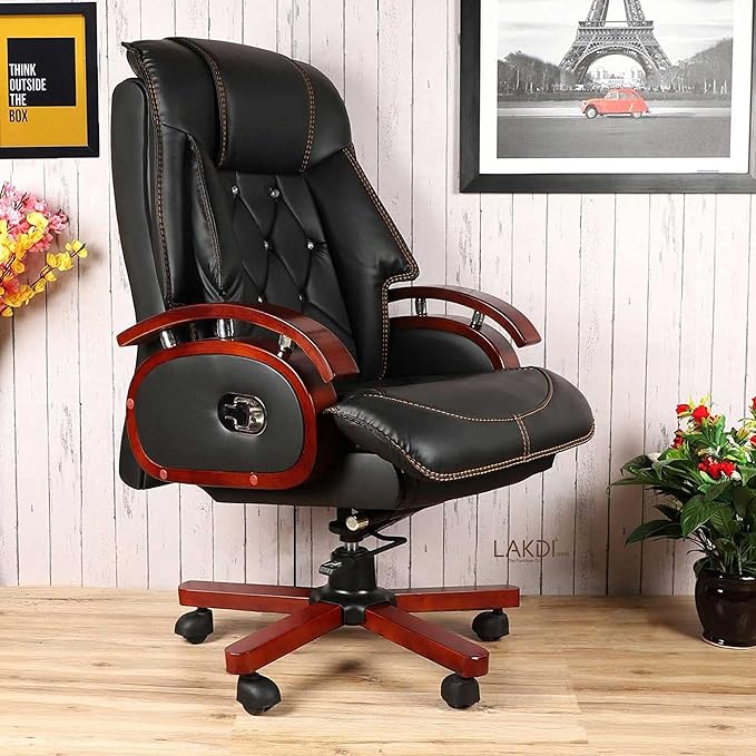 "Luxurious CEO's recliner executive office chair with premium leather upholstery, ergonomic design, and reclining functionality."