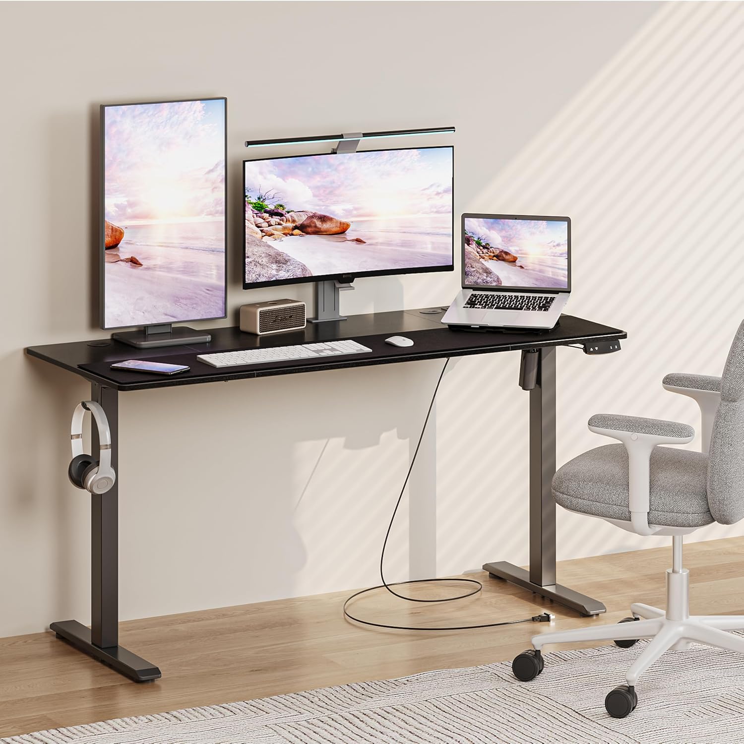 "Manual Adjustable Standing Desk with hand crank for height adjustment, designed for ergonomic and flexible workspaces."