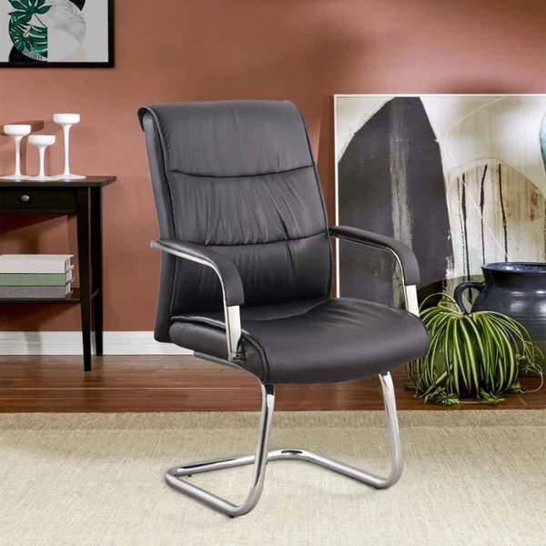 : Modern Leather Visitor’s Back Office Chair with sleek design, ergonomic backrest, and premium leather upholstery, ideal for executive offices and meeting rooms.