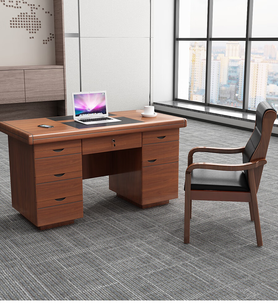 1.4-meter office desk with lockable drawers, providing ample workspace and secure storage for documents and supplies