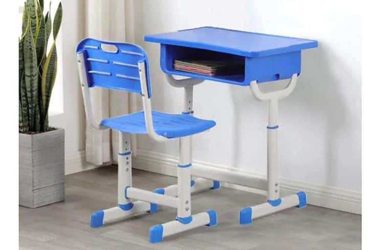 A durable and ergonomic primary school desk and chair set designed for young learners, featuring adjustable height and a sturdy design for classrooms or home study spaces.