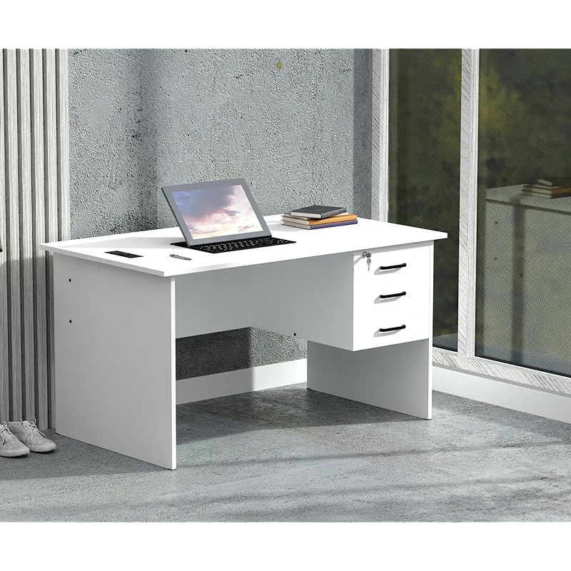 "1.2 Meter Home/Office Desk with metal frame and wooden tabletop, featuring ample workspace and built-in storage."