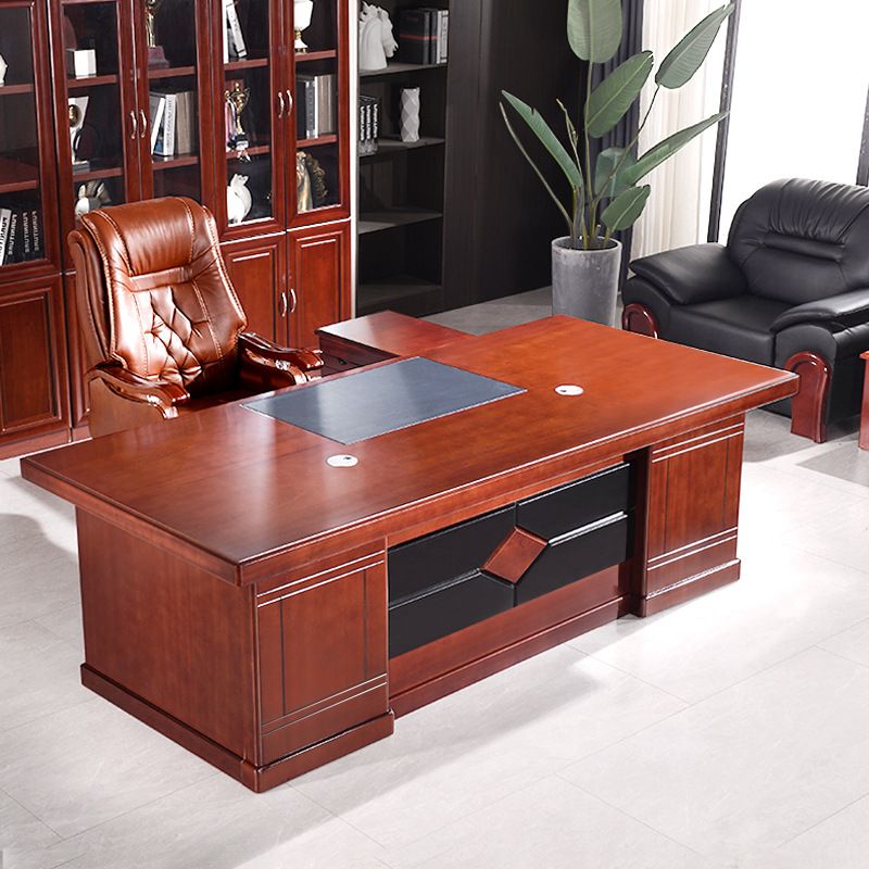 L-Shaped Boss Executive Desk with storage and ergonomic design.