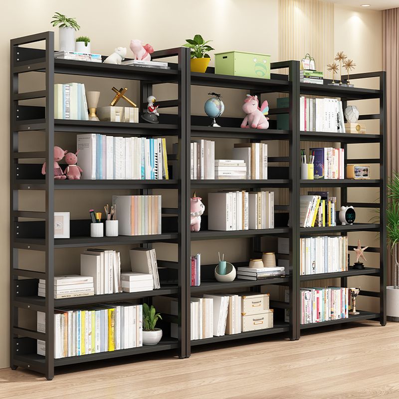 Adjustable bookcase with a steel frame and customizable shelves for versatile storage