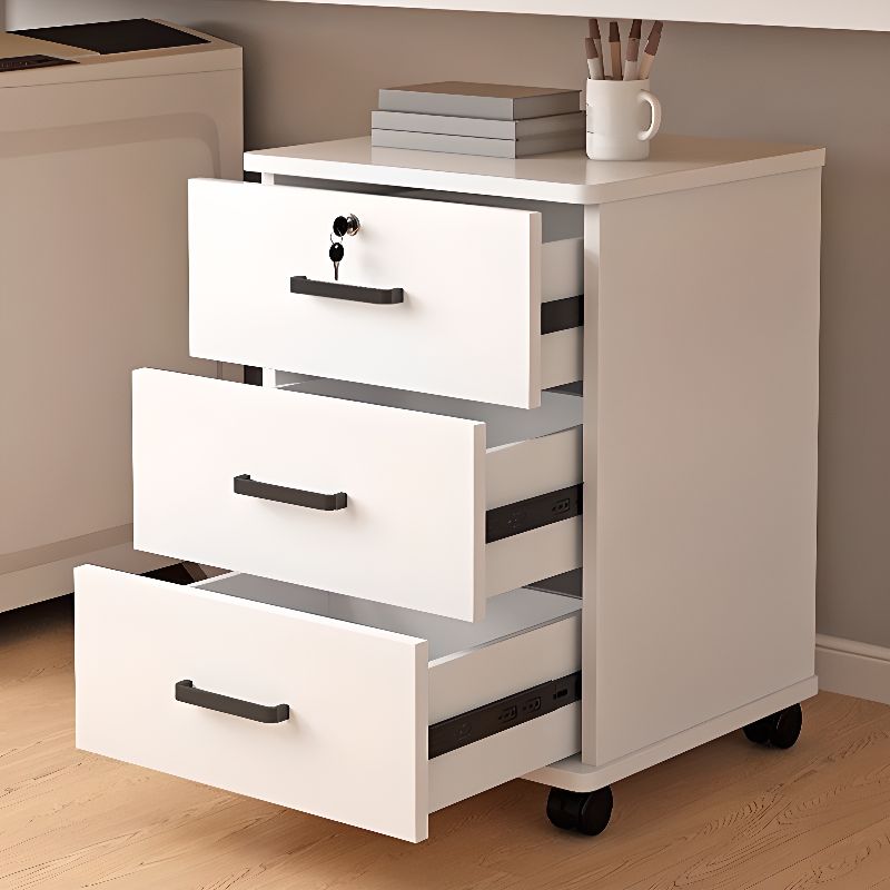 "Wooden vertical office filing cabinet with a rich finish, multiple drawers, and a secure locking system for organized storage."