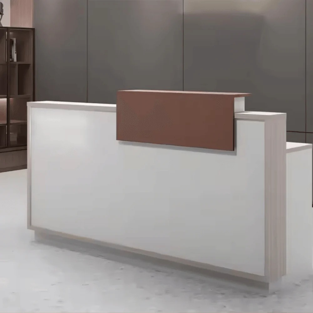 Modern Office Cashier Reception Desk with a spacious countertop, storage compartments, and a sleek, professional design.