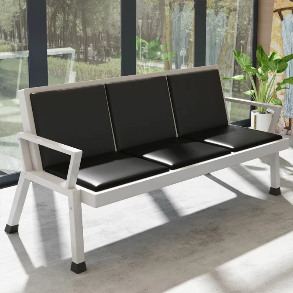 "3-Link Padded Guest Bench with modern design, comfortable cushioning, and durable frame, ideal for reception areas and waiting rooms."