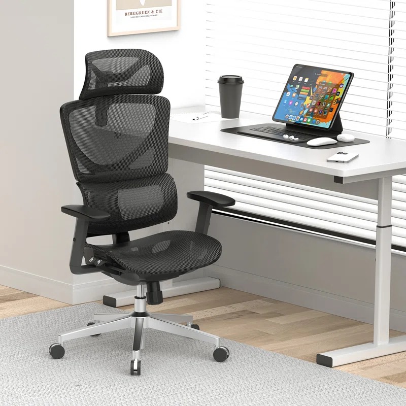 High-Back Orthopedic Office Chair with ergonomic design, adjustable armrests, and lumbar support.