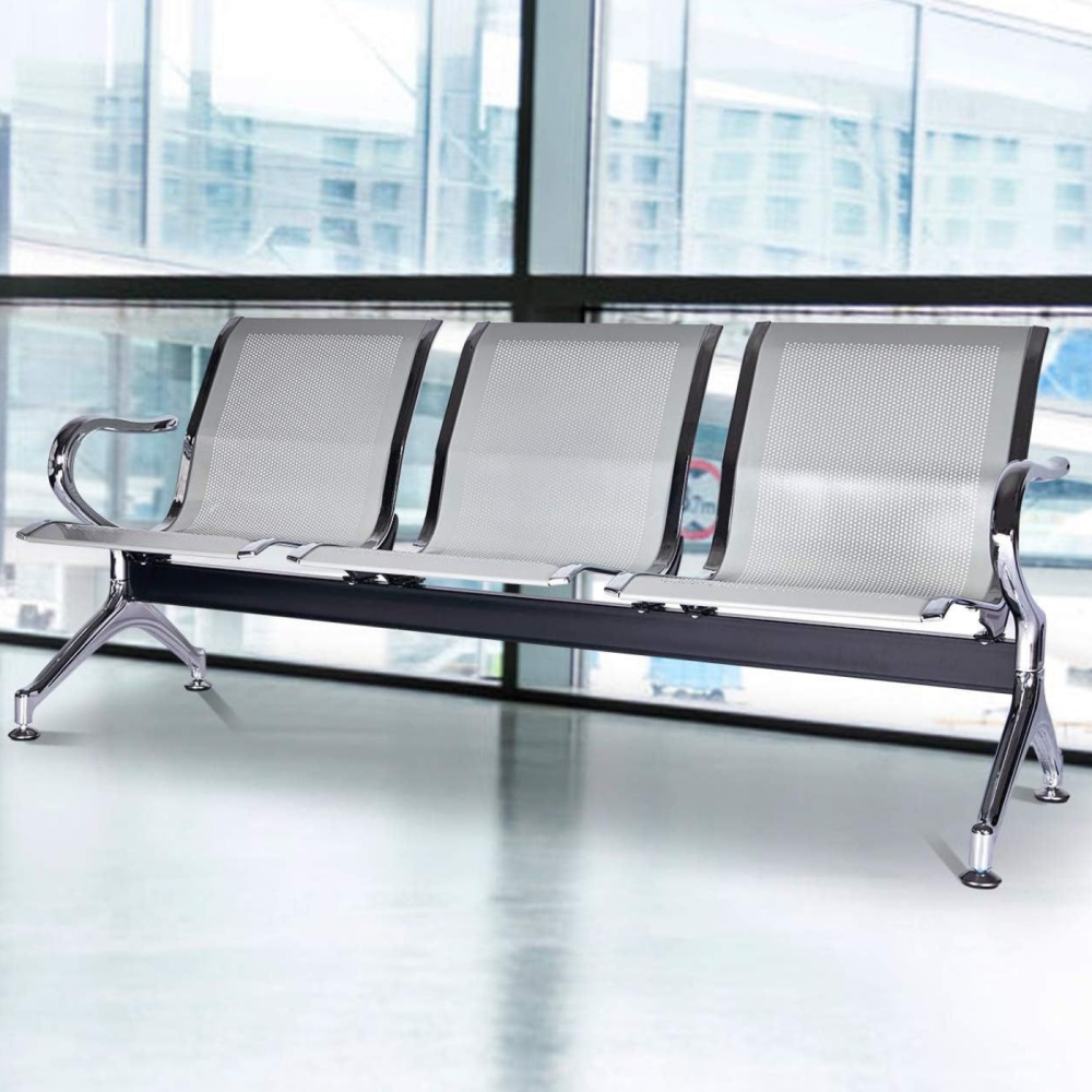 Luxury Silver Stainless Steel Bench with Plush Upholstery, Modern Design, and Durable Frame.