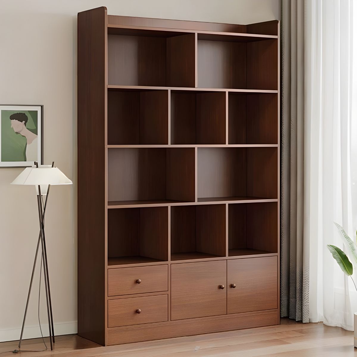 Closed-back bookcase office cabinet with adjustable shelves for efficient storage and organization.