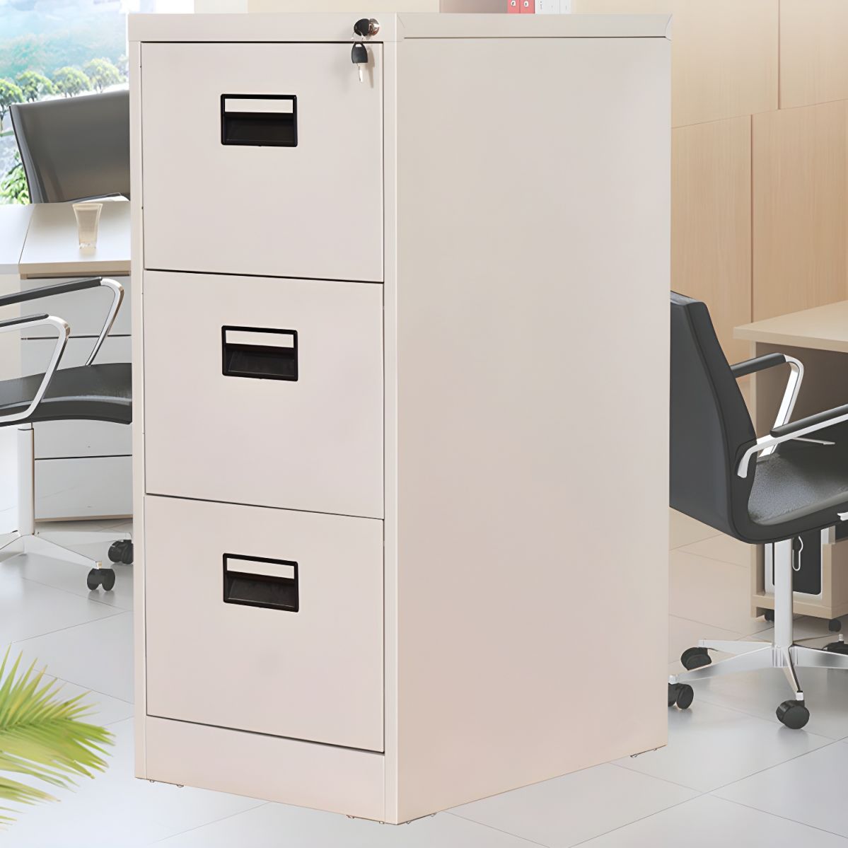 3-Drawer Filing Office Cabinet with a sleek and modern design, featuring spacious storage drawers for files and office supplies.