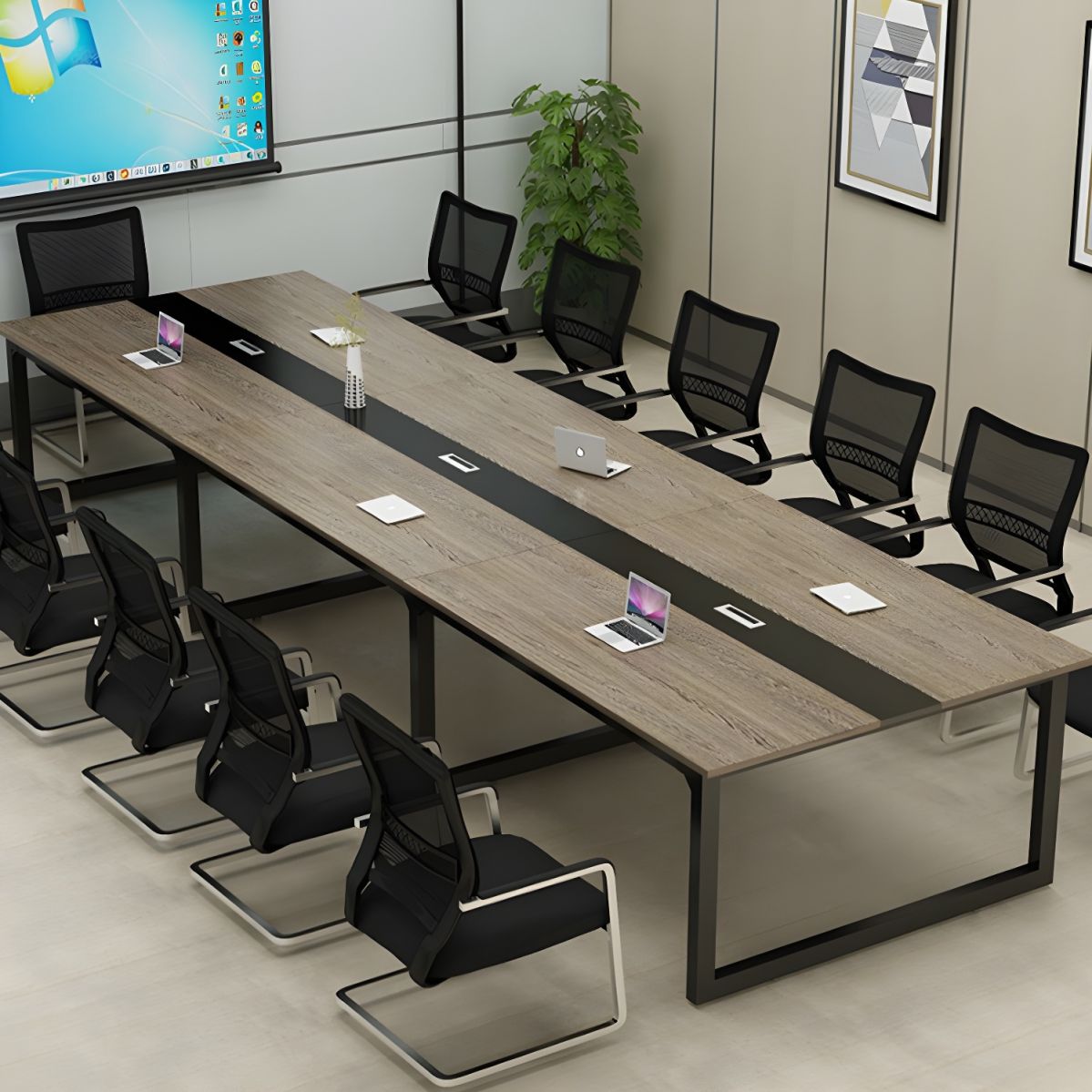 2.4 Meter Executive Boardroom Office Table with sleek design, spacious surface, and cable management solutions for a modern and professional meeting space.