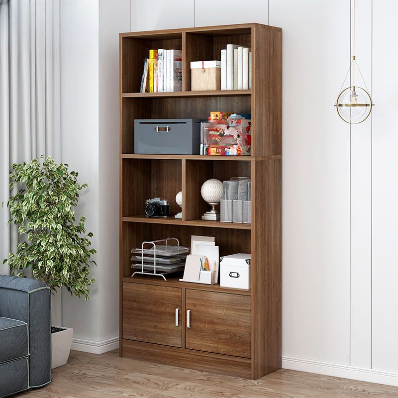 Rectangular Wooden Closed Back Bookcase with multiple shelves, perfect for organizing books and decor.