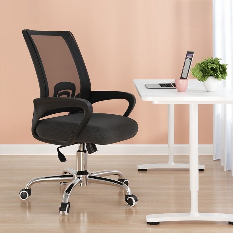 Mid-back ergonomic office chair with breathable mesh backrest, adjustable height, and lumbar support for optimal comfort and posture.