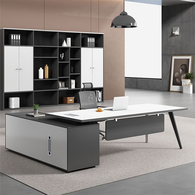 1600MM modern executive office desk with a sleek design, spacious surface, and integrated storage compartments.