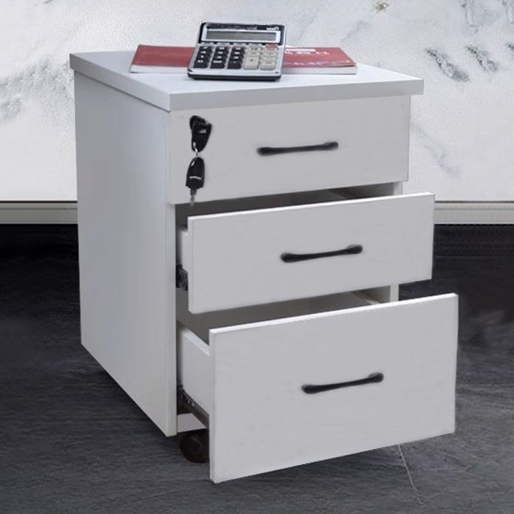 Wood with Casters Vertical 3-Drawer Filing Cabinet