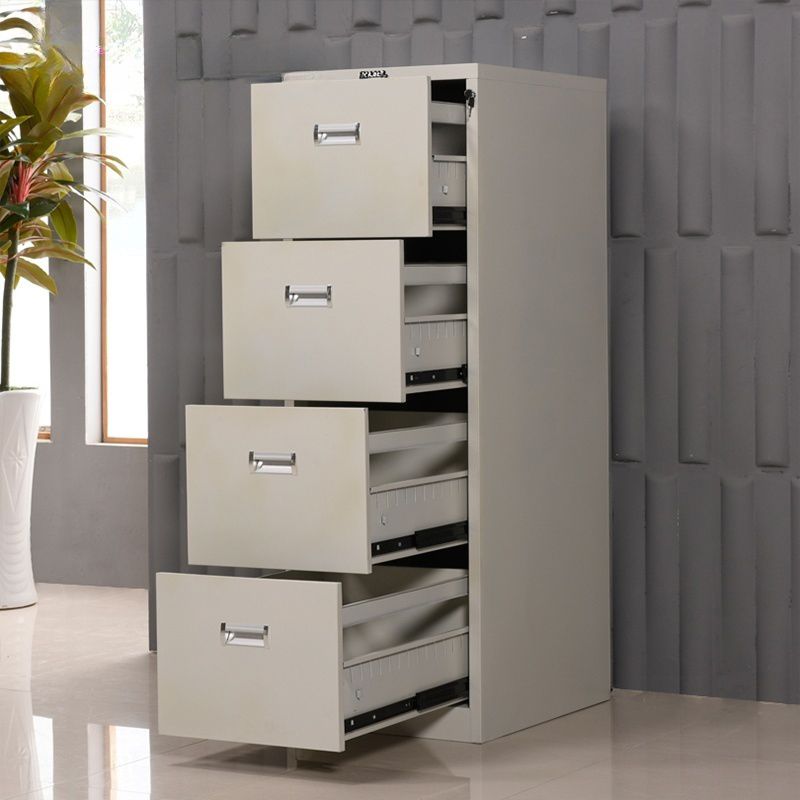 Four-Compartment Storage Cabinet for home and office organization with adjustable shelves and sleek design.