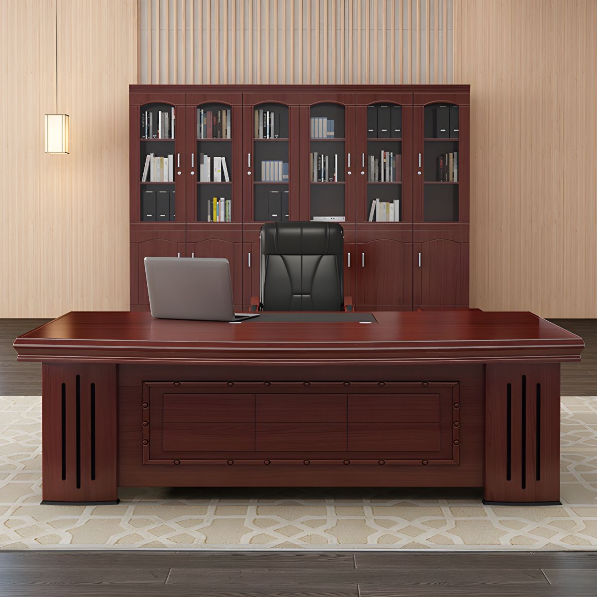 2.2 Meter Classic Executive Desk with a polished wood finish and ample storage for office essentials.