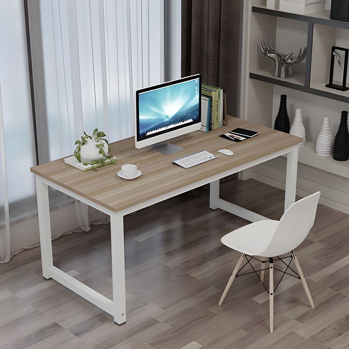 1200mm wooden computer office desk with ergonomic design and cable management system.