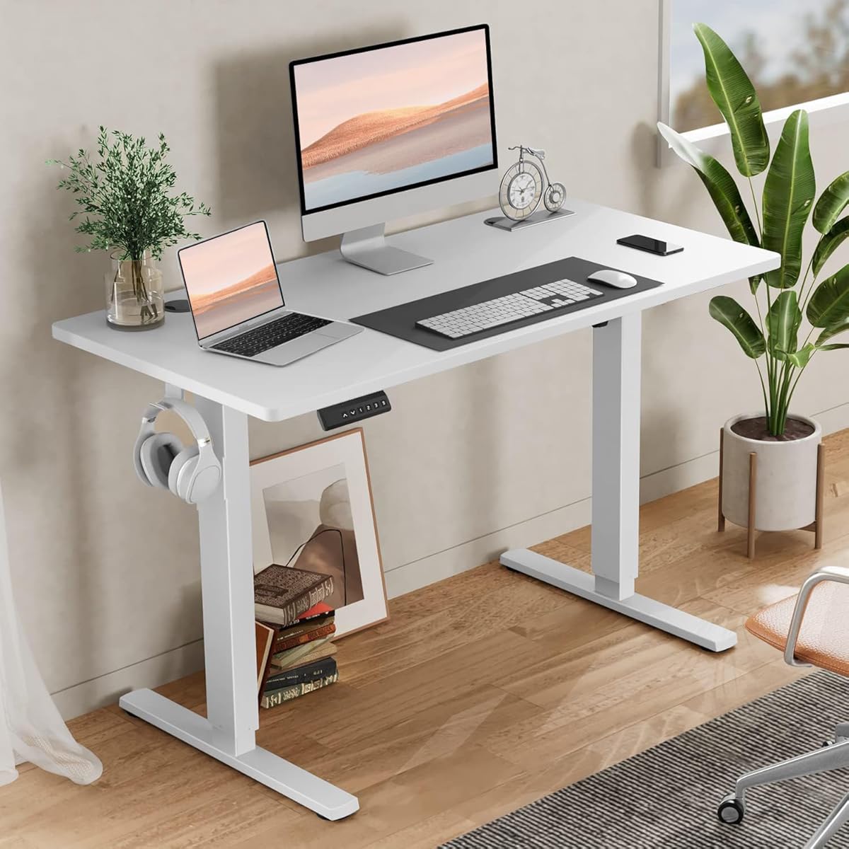 "Hand-Manual Adjustable Riser Desk with a sleek design, ergonomic height adjustment, and spacious workspace for home or office use."