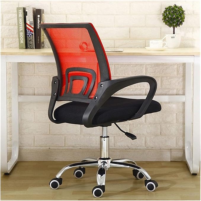 "Ergonomic mid-back office chair with breathable mesh backrest, padded seat, and adjustable height, perfect for home or office use."