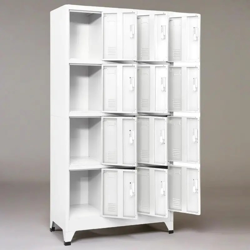 12-Locker Compartment Office Cabinet with secure lockable compartments, durable steel construction, and a space-efficient design for organized storage.