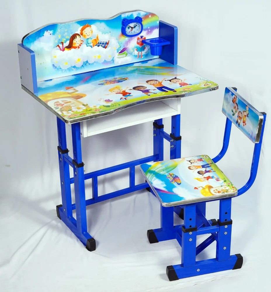 Playful Junior's Desk and School Cartoon Chair set featuring vibrant colors, ergonomic design, and child-friendly features.