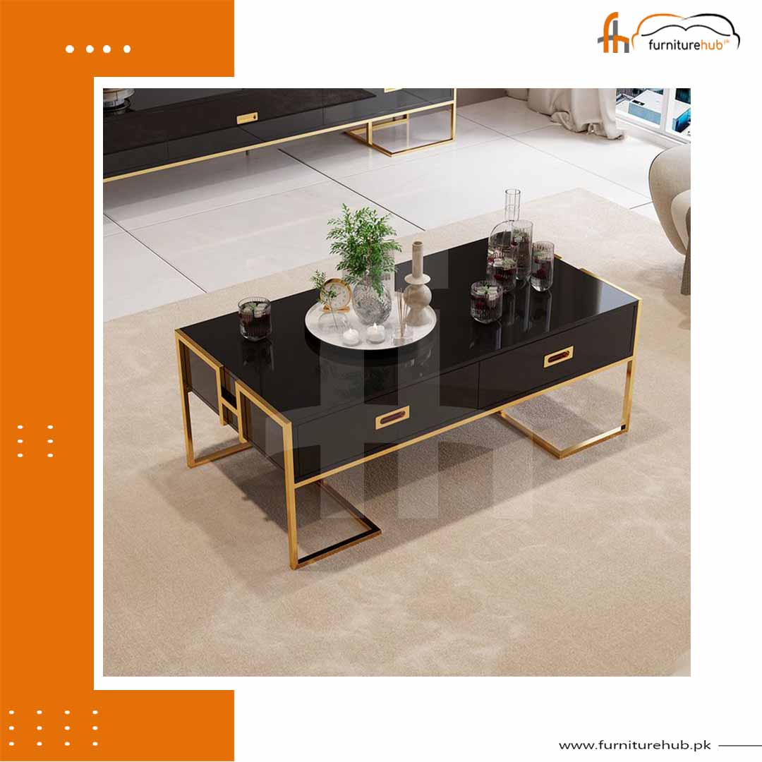 Multi-Storage Efficient Glossy Coffee Table with a sleek finish and ample storage compartments for a stylish and organized living space.