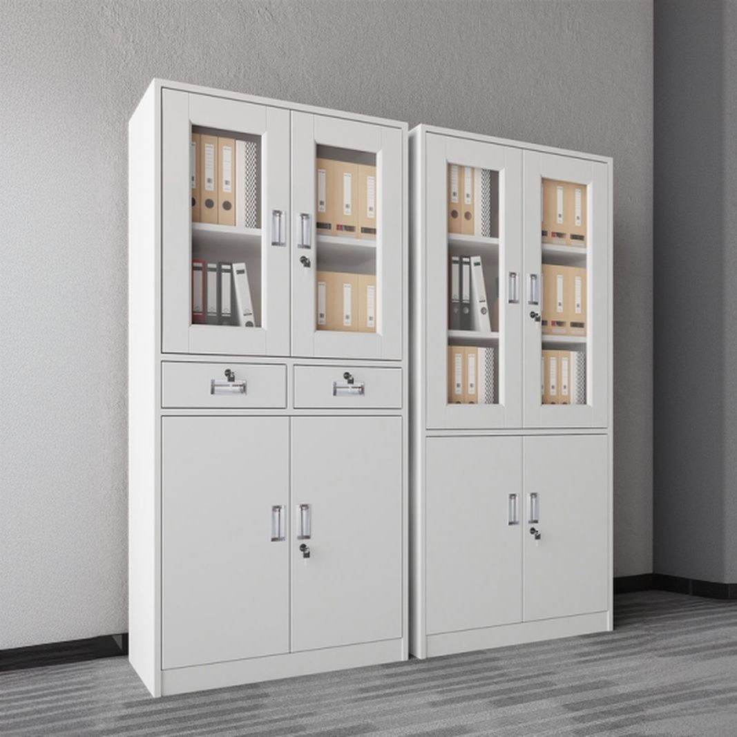 Secure and spacious freestanding key-locked office storage cabinet for home and workplace organization.