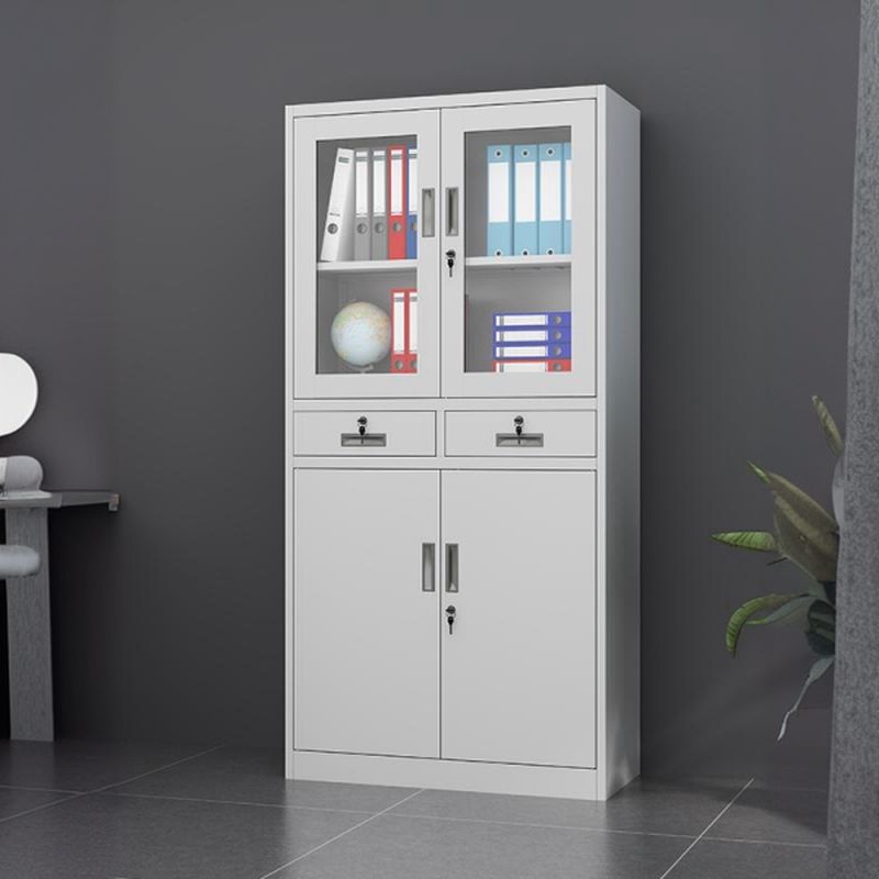 White Rust-Resistant Filing Cabinet with Lockable Drawers for Secure Office Storage