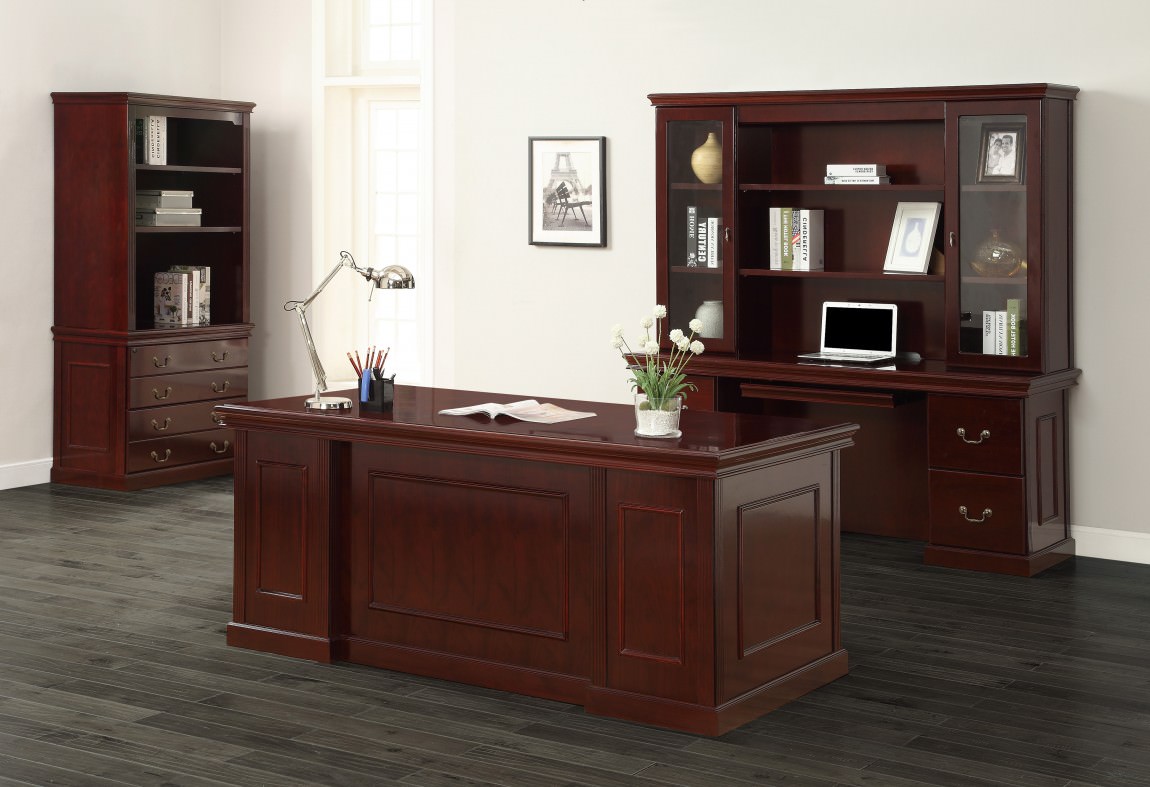 1.6 Meter Mahogany Executive Office Desk with spacious work surface, elegant design, and ample storage for a professional office setting.